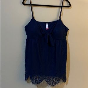 Blue lacy tank top